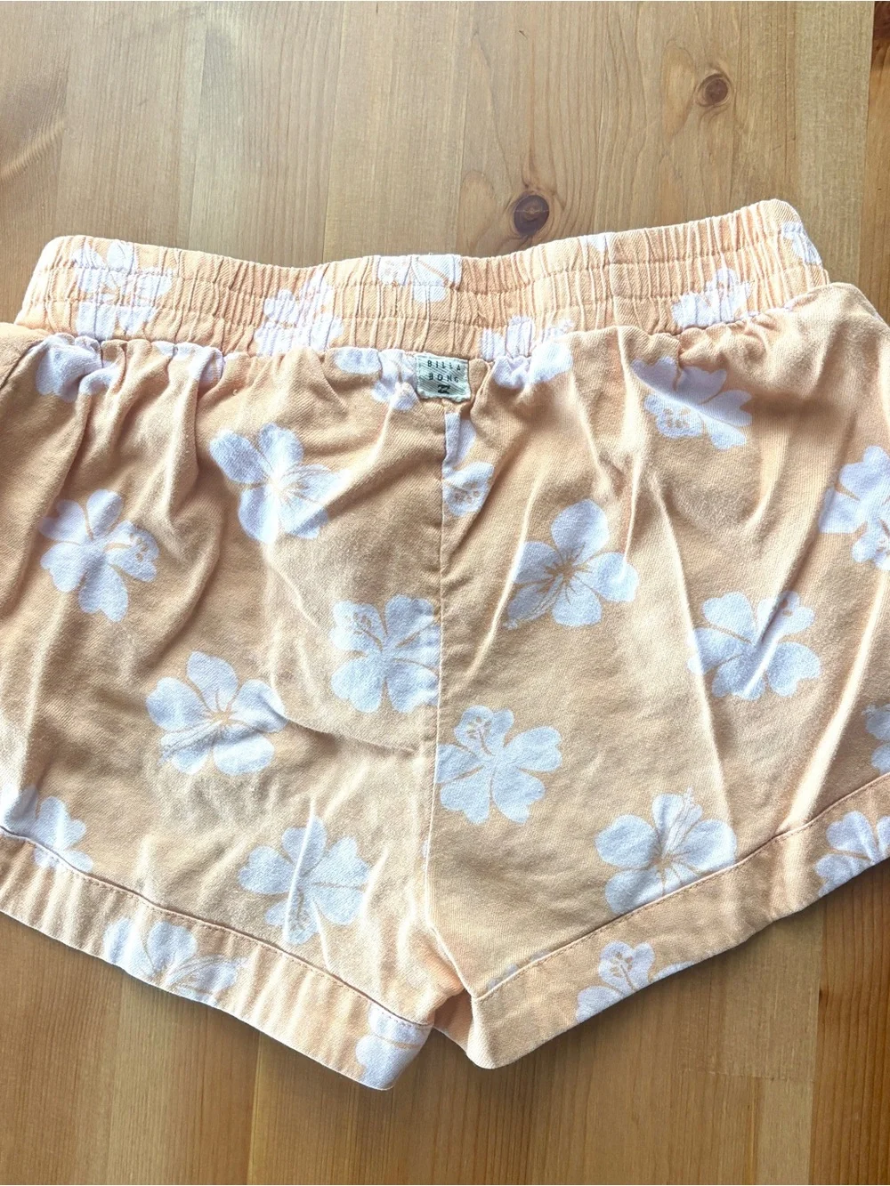 Girls Billabong Peach and White Floral Drawstring Shorts